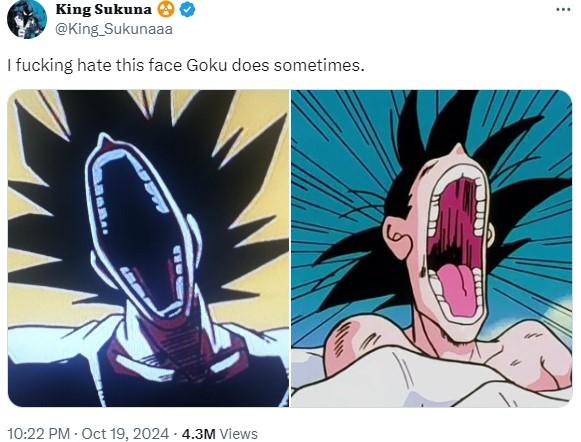 I Hate This Face Goku Does Sometimes Goku With Open Mouth Unhinged 