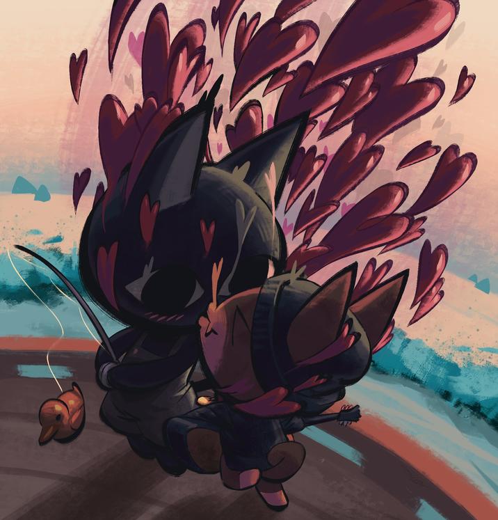 A love-themed fan art based on the 2024 indie video game Webfishing.