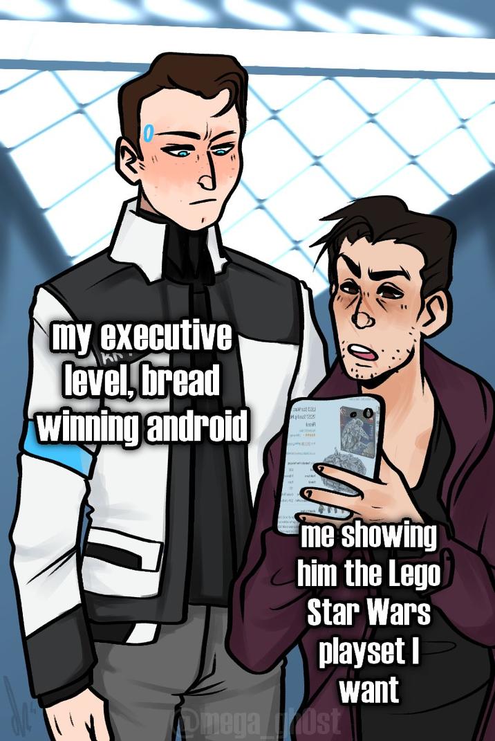 my executive level, bread winning android Hata? 12022 df me showing him the Lego Star Wars playset I want Omega Ost