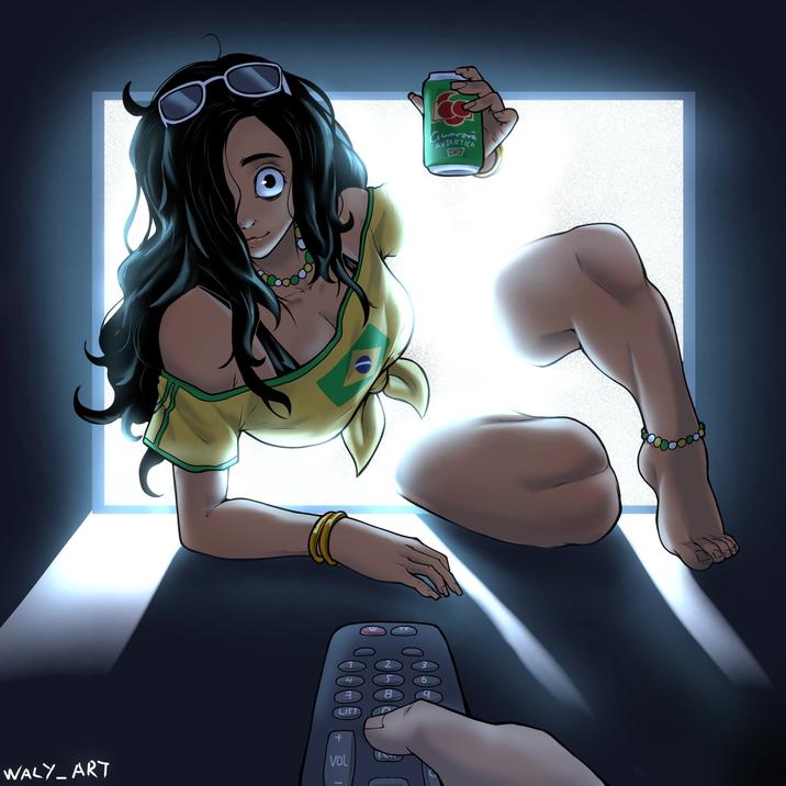 "Fan art":https://knowyourmeme.com/memes/cultures/fan-art that depicts "Sadako":https://knowyourmeme.com/memes/sadako, the ghost from _The Ring_, as a "Brazilian":https://knowyourmeme.com/memes/cultures/brazil woman emerging from a glowing television set. The artwork depicts her with dark circles around her eyes and long black hair, wearing yellow crop top with the flag of Brazil. The trend is inspired by memes about "Brazilian Miku":/memes/brazilian-miku that gained traction in 2024.