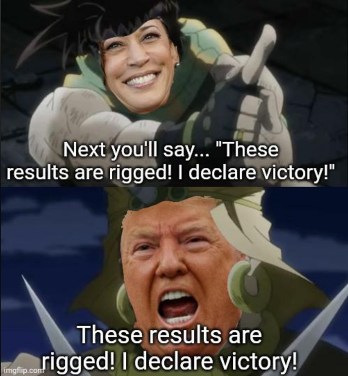 Next you'll say... "These results are rigged! I declare victory!" imgflip.com These results are rigged! I declare victory!
