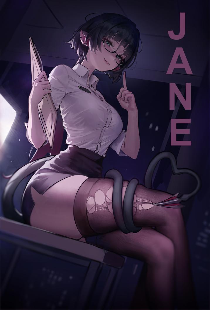 Fan art of Jane Doe from the gacha video game _Zenless Zone Zero_