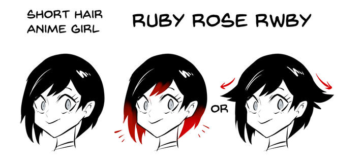 SHORT HAIR ANIME GIRL RUBY ROSE RWBY OR