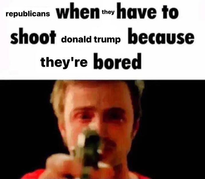 republicans shoot when they have to donald trump because they're bored