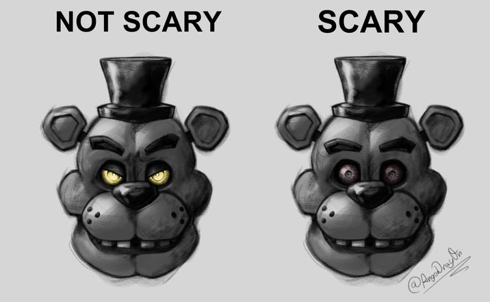 A Five Nights at Freddy's meme based on the Not Scary / Scary Skull meme format