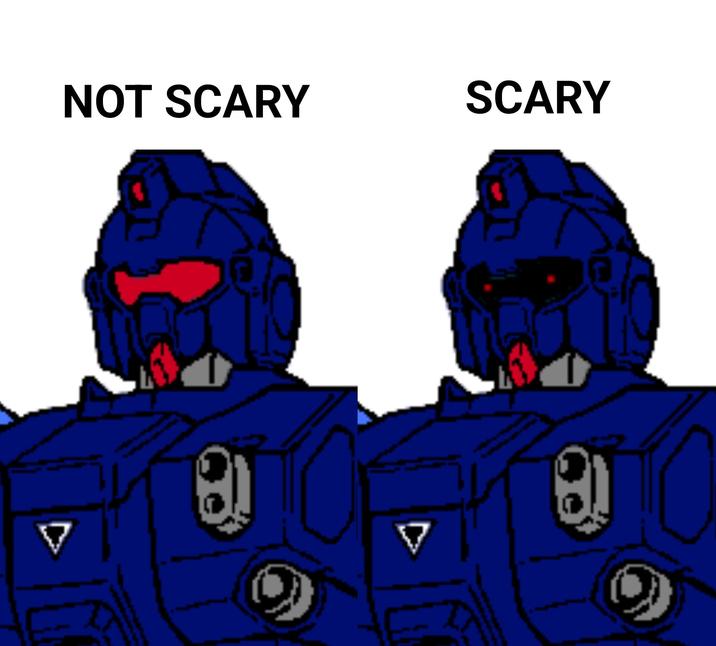 A meme based on the Not Scary / Scary Skull meme format