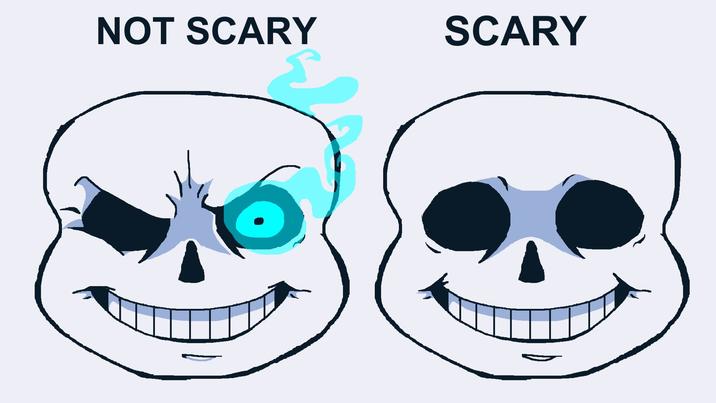 An Undertale meme based on the Not Scary / Scary Skull meme format