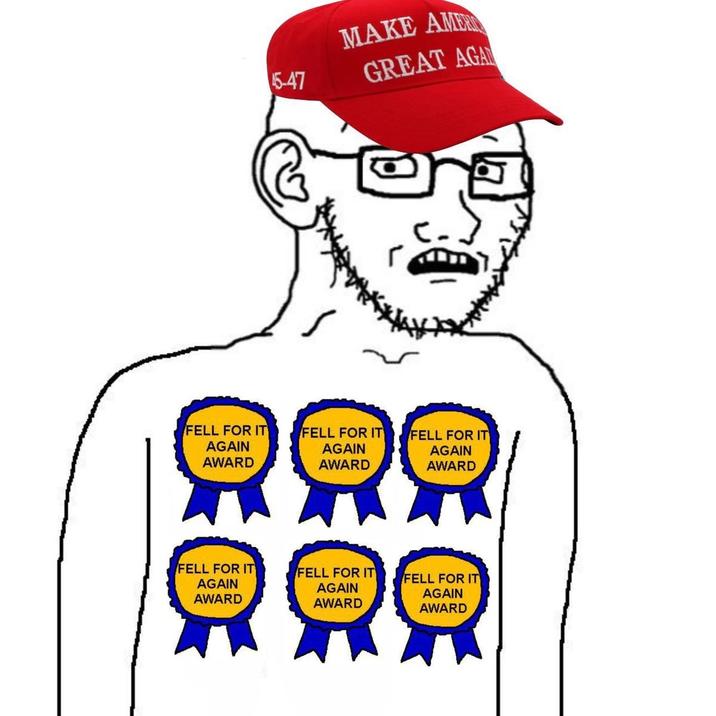 Trump MAGA hat Soyjak with multiple awards | Fell For It Again Award ...