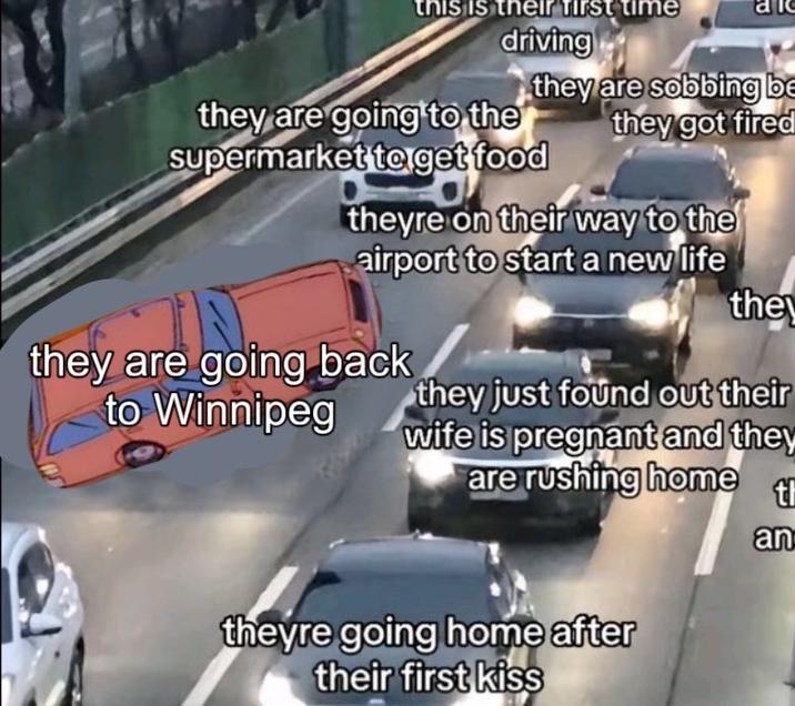 A Real People in Other Cars meme referencing The Simpsons.