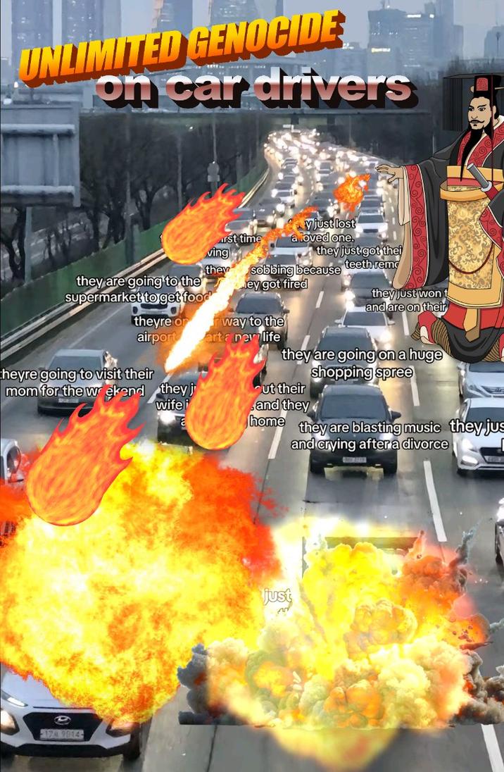 A humorous edit of the Real People in Other Cars image