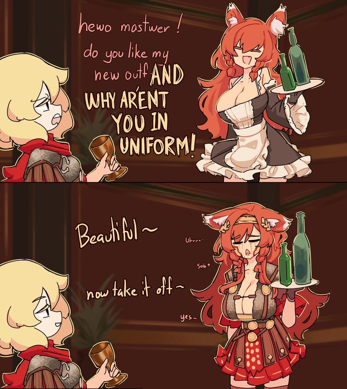< hewo mastwer! do my you like new outf Outf AND WHY ARENT YOU IN UNIFORMI Beautiful~ now take it off. Uhuvoo yes- S--⭑
