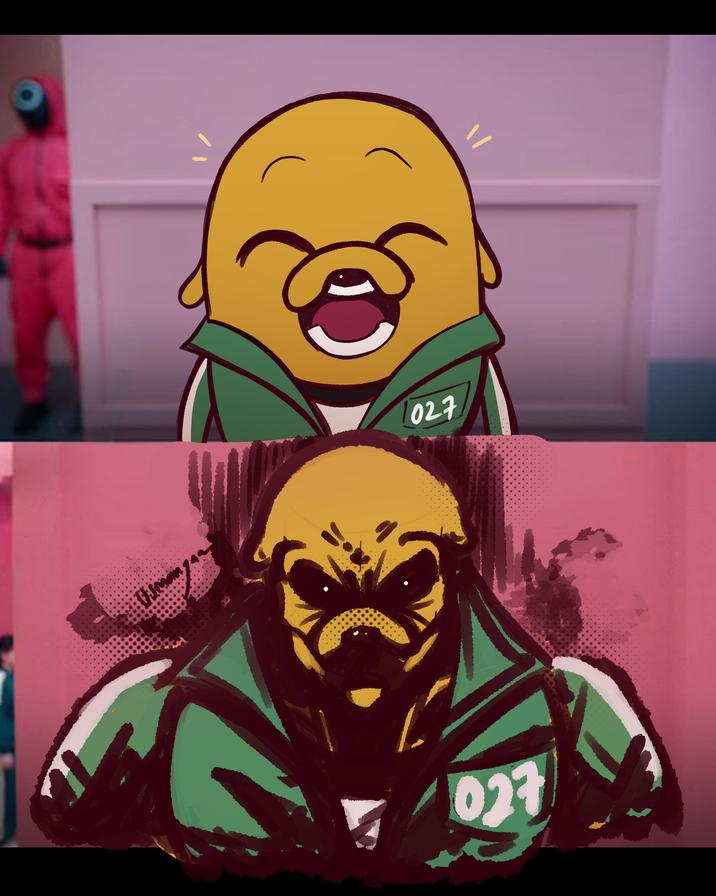 Smiling and Unsmiling Jake in Squid Game by @usmangaa