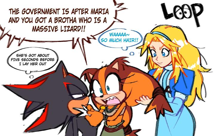 THE GOVERNMENT IS AFTER MARIA AND YOU GOT A BROTHA WHO IS A MASSIVE LIZARD!! WAAAAA~ SO MUCH HAIR!! SHE'S GOT ABOUT FIVE SECONDS BEFORE I LAY HER OUT Loop