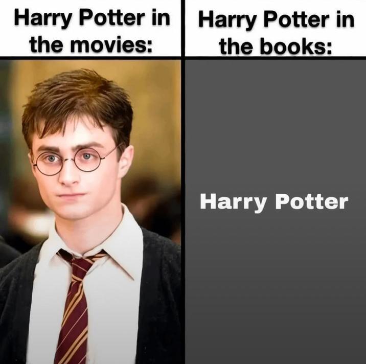Harry Potter in the movies: Harry Potter in the books: Harry Potter