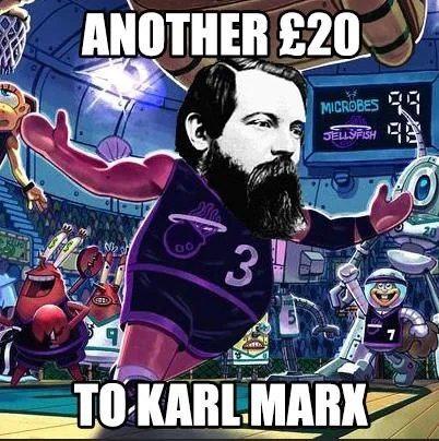 ANOTHER £20 MICROBES JELLYFISH 99 牌 १ b 00 3 5 TO KARL MARX 20