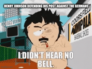 HENRY JOHNSON DEFENDING HIS POST AGAINST THE GERMANS COORS FIELD IDIDN'T HEAR NO BELL COORS FIELD IMPALA BASEBALL SHOES