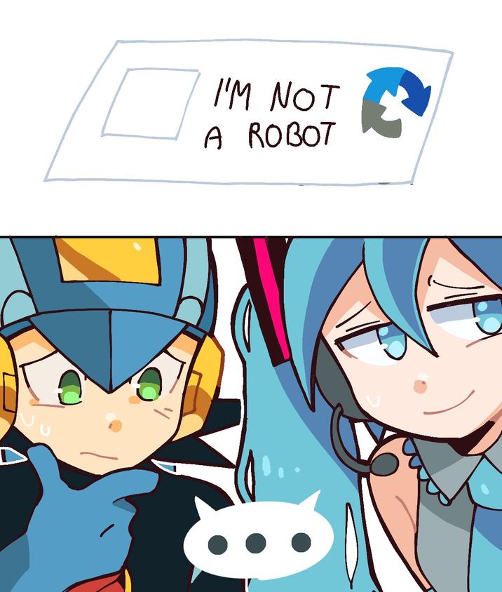 Hatsune Miku and Rockman Exe could be seen as robots?
Capcom x Vocaloids
https://x.com/koafreedraw/status/1801781993056657653/