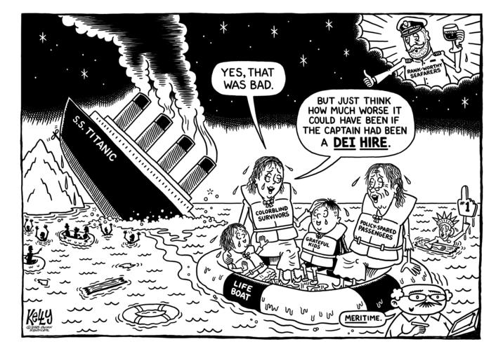 m 1 S.S. TITANIC Ke4y 2025 ONION SYNDICATE ~ wwwwww سمجھے III RANK-WORTHY SEAFARERS YES, THAT WAS BAD. BUT JUST THINK HOW MUCH WORSE IT COULD HAVE BEEN IF THE CAPTAIN HAD BEEN A DEI HIRE. لای COLORBLIND SURVIVORS GRATEFUL KIDS LIFE BOAT U M w w U POLICY-SPARED PASSENGERS W لى MERITIME. #