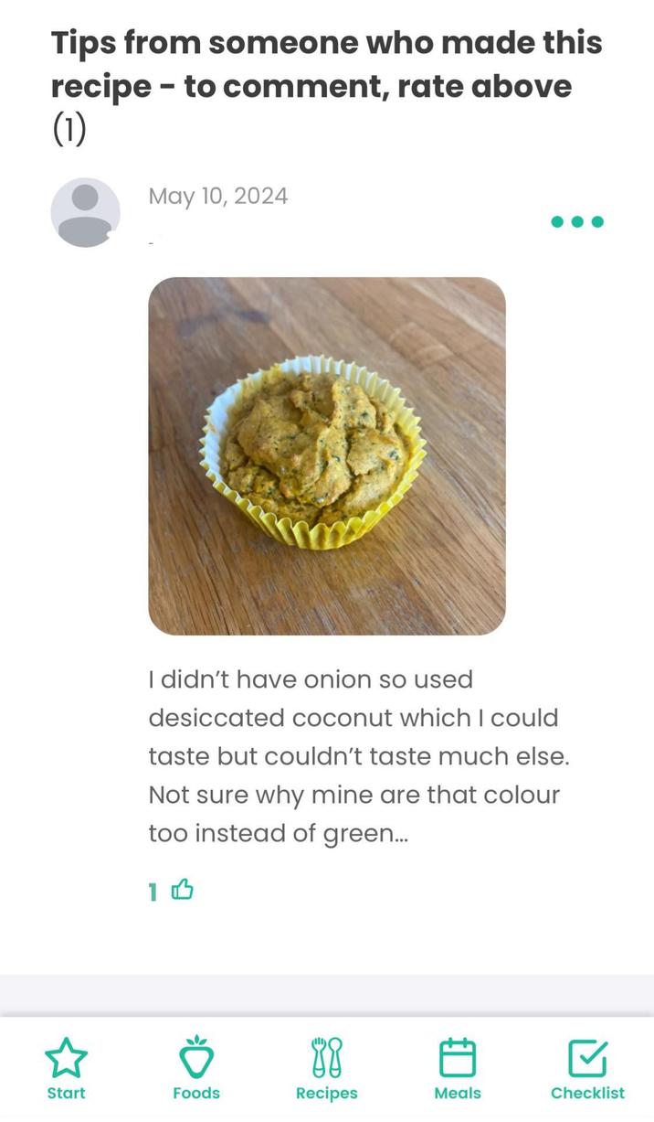 Tips from someone who made this recipe - to comment, rate above (1) May 10, 2024 I didn't have onion so used desiccated coconut which I could taste but couldn't taste much else. Not sure why mine are that colour too instead of green... 13 88 Start Foods Recipes Meals Checklist