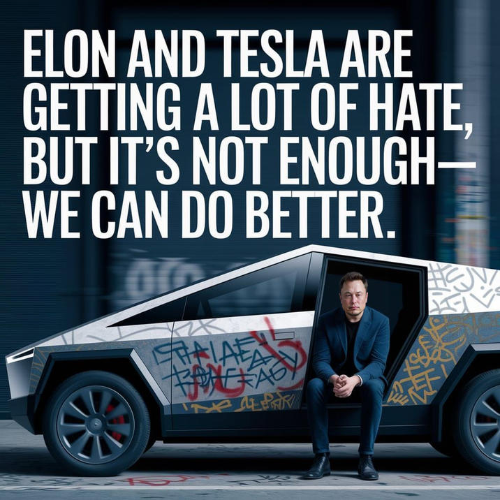 ELON AND TESLA ARE GETTING A LOT OF HATE. BUT IT'S NOT ENOUGH- WE CAN DO BETTER. HALAE PETABY