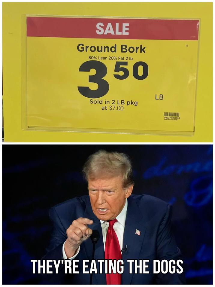 SALE Ground Bork 80% Lean 20% Fat 2 lb 350 Sold in 2 LB pkg at $7.00 LB 15 0002718256550 Print Date: 03/18/25 54165 dem THEY'RE EATING THE DOGS