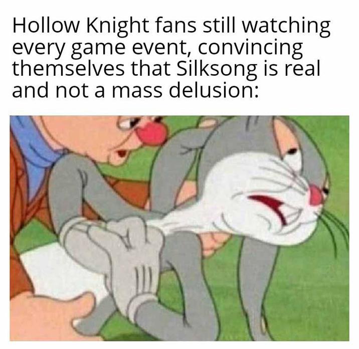 Hollow Knight fans still watching every game event, convincing themselves that Silksong is real and not a mass delusion: