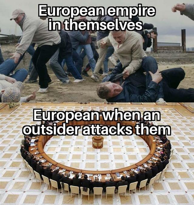 European empire in themselves European when an outsider attacks them