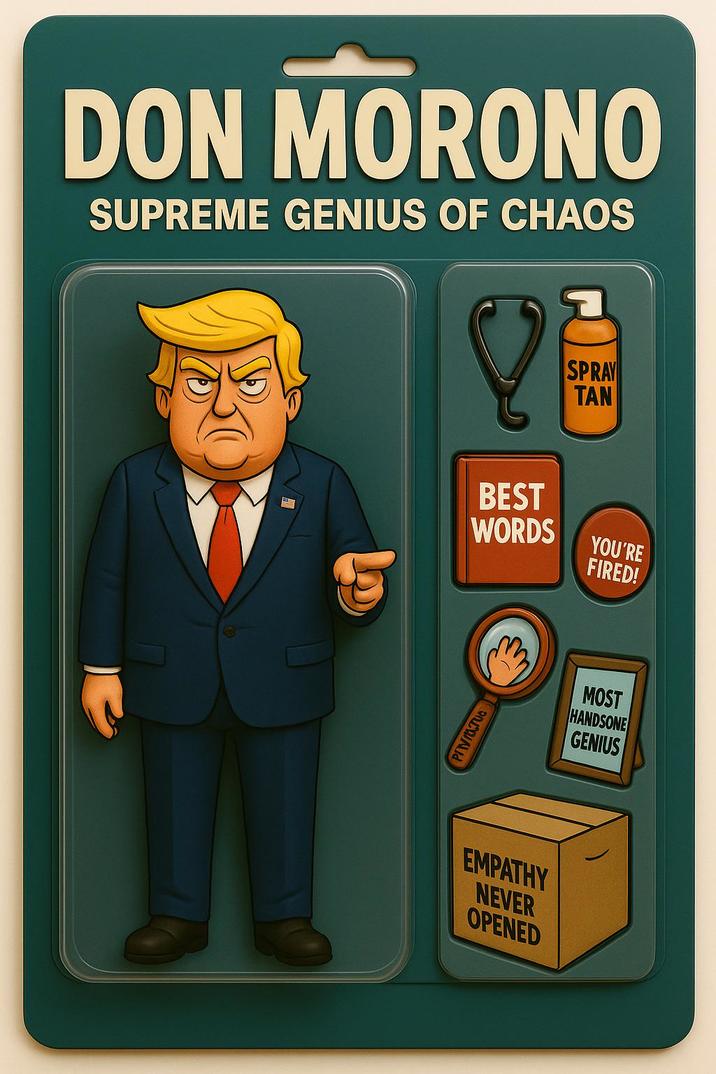 DON MORONO SUPREME GENIUS OF CHAOS SPRAY TAN BEST WORDS YOU'RE FIRED! EMPATHY NEVER OPENED MOST HANDSONE GENIUS