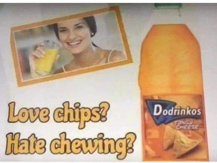 Love chips? Hate chewing? Dodrinkos FINGS CHEESE