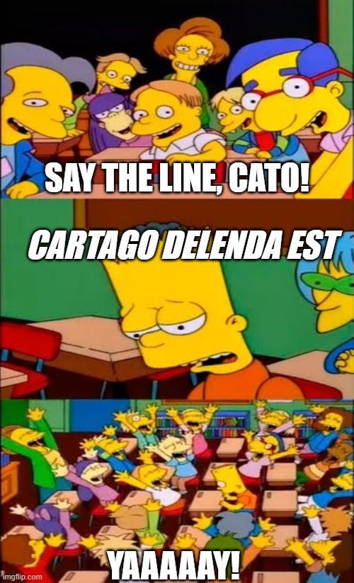 SAY THE LINE, CATO! CARTAGO DELENDA EST imgflip.com YAAAAAY!