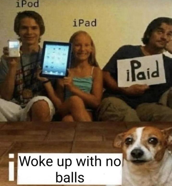 iPod iPad Woke up with no balls iPaid