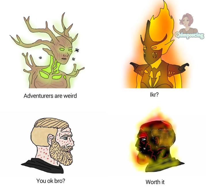Anyone got a potion of fire resistance? A meme from a Reddit post titled, "Anyone got a potion of fire resistance?"