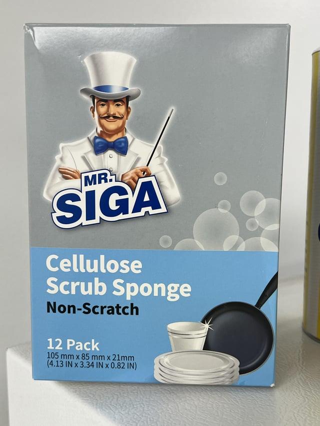 MR. SIGA Cellulose Scrub Sponge Non-Scratch 12 Pack 105 mm x 85 mm x 21mm (4.13 IN x 3.34 IN x 0.82 IN)