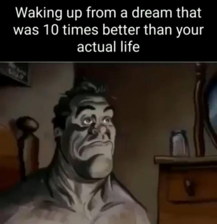 Waking up from a dream that was 10 times better than your actual life