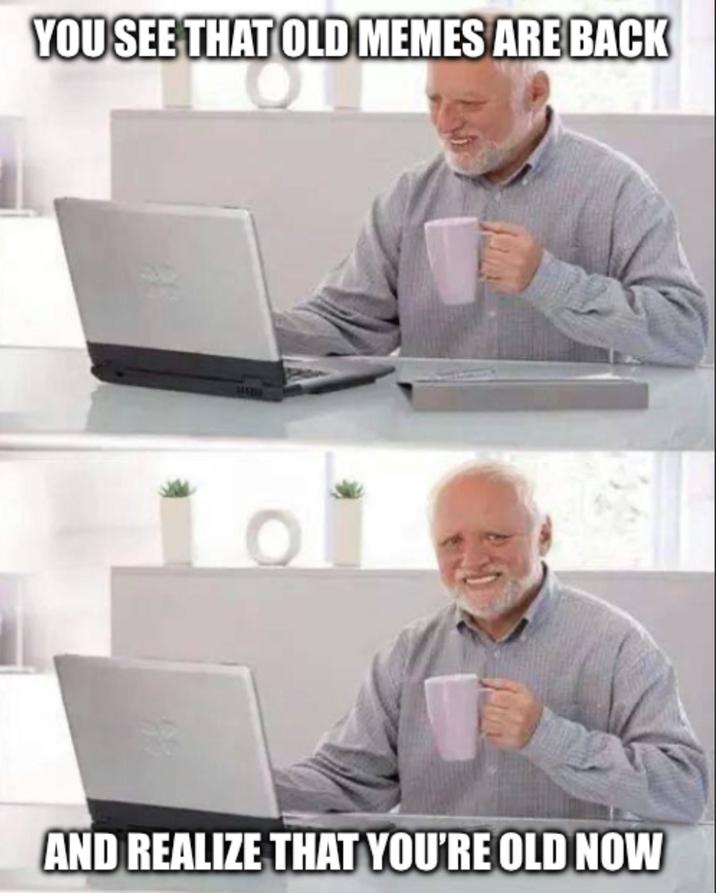 YOU SEE THAT OLD MEMES ARE BACK AND REALIZE THAT YOU'RE OLD NOW