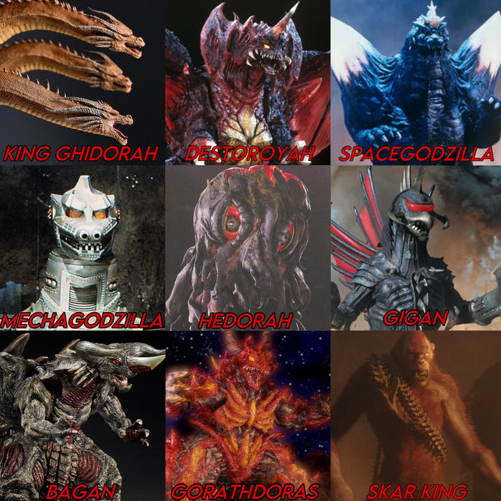 KING GHIDORAH DESTOROYAH SPACEGODZILLA MECHAGODZILLA HEDORAH GIGAN BAGAN GORATHDORAS SKAR KING