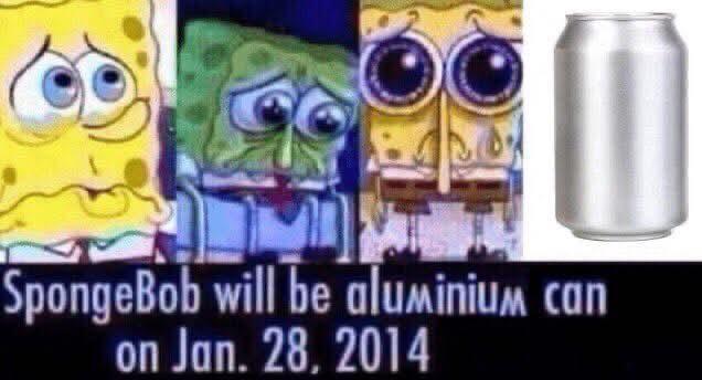 SpongeBob will be aluminium can on Jan. 28, 2014