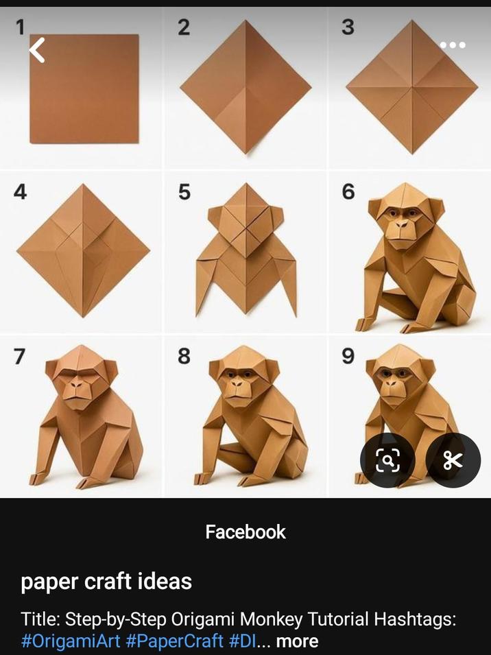 1 2 3 4 5 6 7 8 9 Facebook Q paper craft ideas Title: Step-by-Step Origami Monkey Tutorial Hashtags: #OrigamiArt #PaperCraft #DI... more