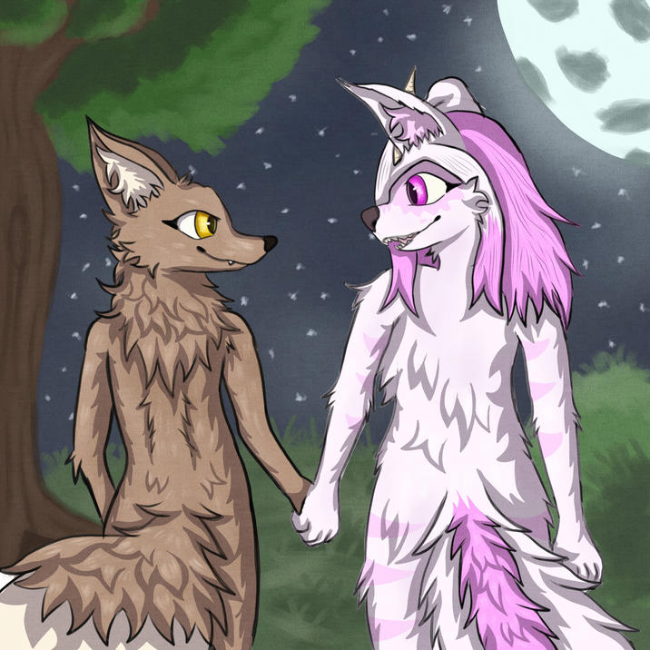 Made by my boyfriend, Kalas the hellhound belongs to him, and Dune the Fennec belongs to me