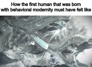 How the first human that was born with behavioral modernity must have felt like imat