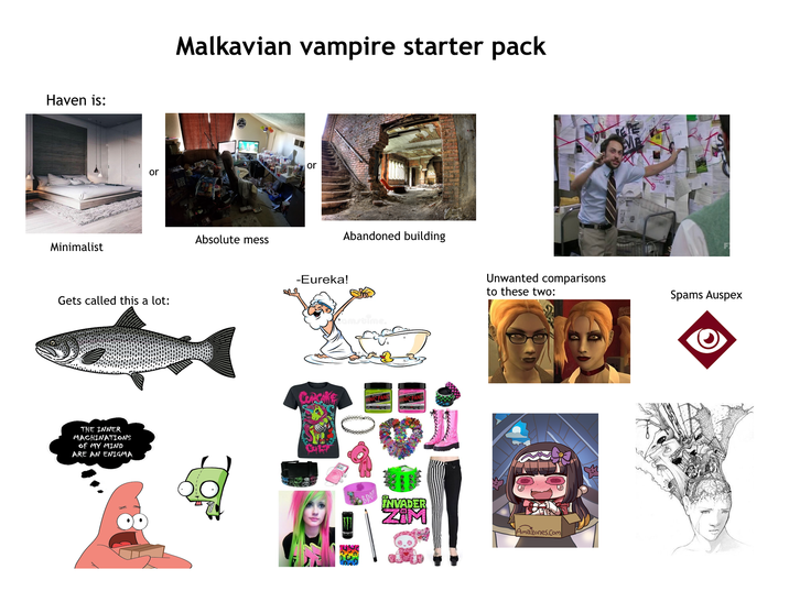 Haven is: Minimalist or 10 Gets called this a lot: THE INNER MACHINATIONS OF MY MIND ARE AN ENIGMA Malkavian vampire starter pack Absolute mess or Abandoned building -Eureka! Unwanted comparisons to these two: Spams Auspex Camstime. BRO!! INVADER ZiM Amazones.Com