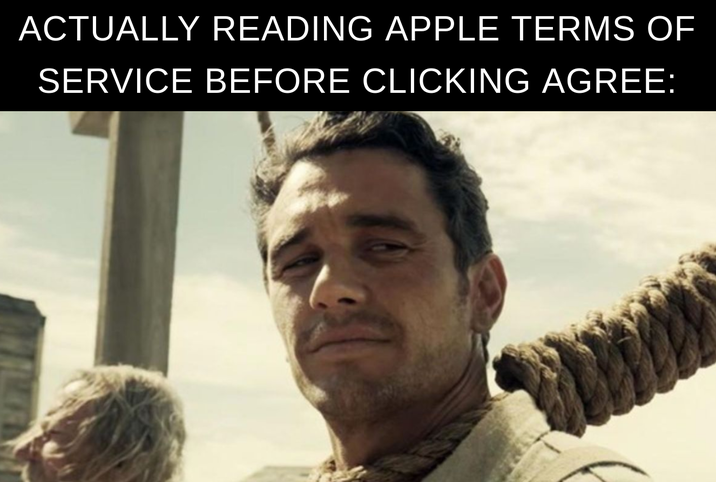 ACTUALLY READING APPLE TERMS OF SERVICE BEFORE CLICKING AGREE: