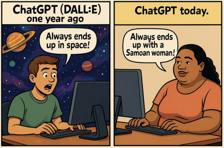 April 29th, 2025 post on /r/ChatGPT Several internet users commented on the "Replicate This Image 100 Times" trend in April and May 2025, including Redditor /u/Pillebrettx30, who joked about how the "Make It More":https://knowyourmeme.com/memes/make-it-more-ai-trend AI trend would always "end" with the software generating images of outer space, and how the "Replicate This Image 100 Times" trend supposedly generates images of "Samoan women." The post gathered over 5,000 upvotes in a week.