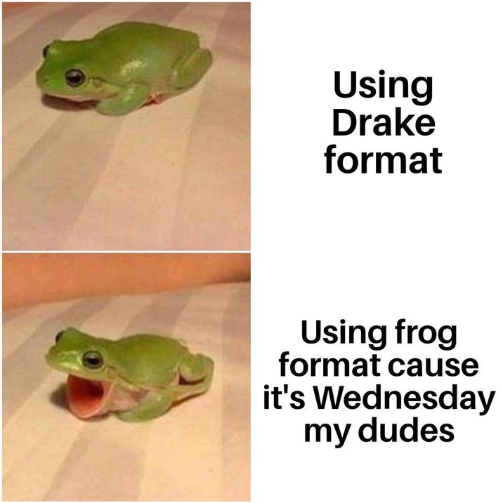 Using Drake format Using frog format cause it's Wednesday my dudes
