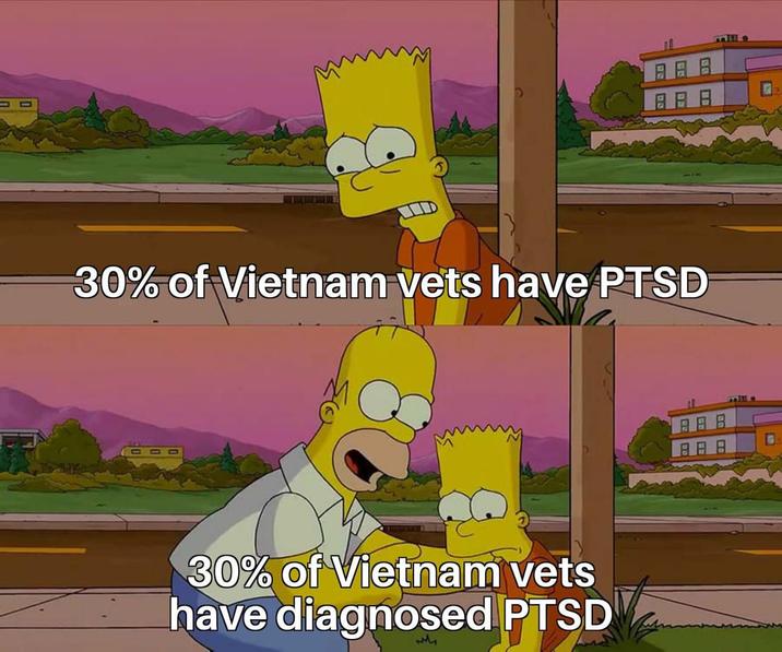 週日日 30% of Vietnam vets have PTSD 30% of Vietnam vets have diagnosed PTSD 32 BAB BBB will