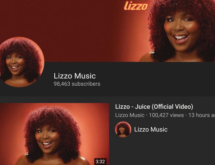 Lizzo Music 98,463 subscribers 3:32 lizzo Lizzo - Juice (Official Video) Lizzo Music ⚫ 100,427 views • 13 hours a Lizzo Music