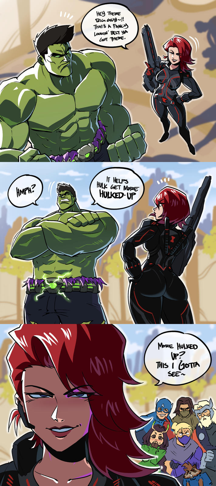 HMPH? IT HELPS HULK GET MORE HULKED UP MI M MI MORE HULKED UP? THIS I GOTTA SEE~ (་་་( HEY THERE BIG GUY~!! THAT'S A FANCY LOOKIN' BELT YA GOT THERE. ་ ་ ་ ་ ་ ་ ་