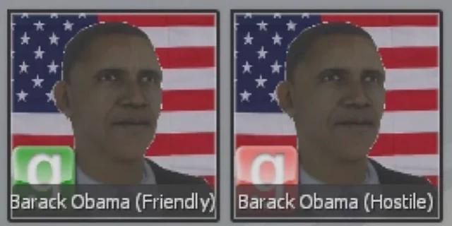 a Barack Obama (Friendly) Barack Obama (Hostile)