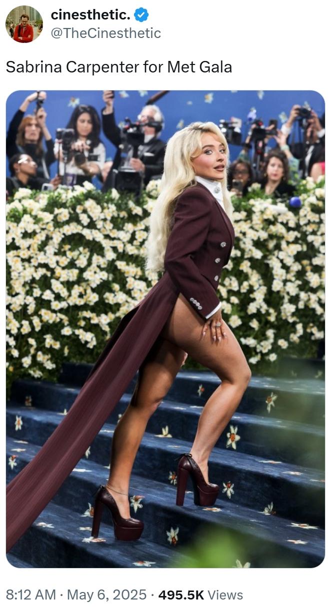 cinesthetic. @TheCinesthetic Sabrina Carpenter for Met Gala 8:12 AM - May 6, 2025 495.5K Views