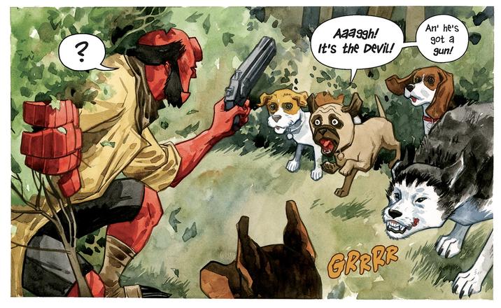 Author is Evan Dorkin, in a crossover with Hellboy by Mike Mignola

This is an official crossover that is considered canon for Beasts of Burden’s main plot